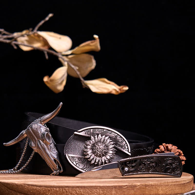 Western Gadget DIY Versteckte Messerschnalle Longhorn Bull Anhänger Bundle Set