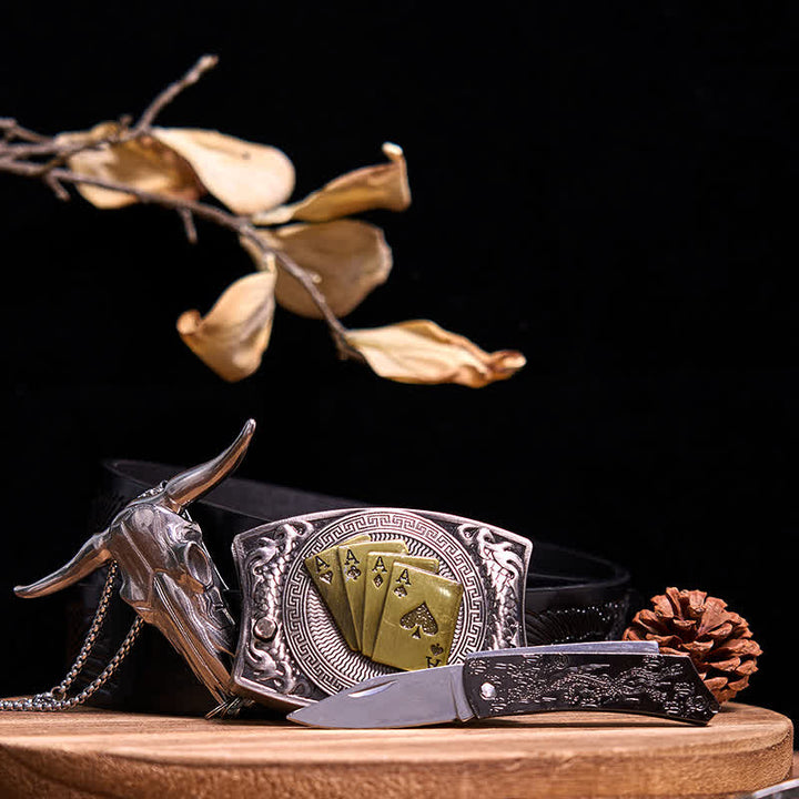 Western Gadget DIY Versteckte Messerschnalle Longhorn Bull Anhänger Bundle Set