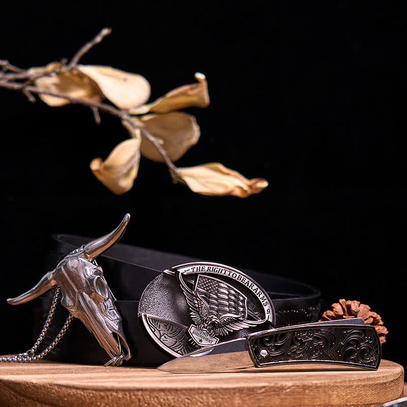 Western Gadget DIY Versteckte Messerschnalle Longhorn Bull Anhänger Bundle Set