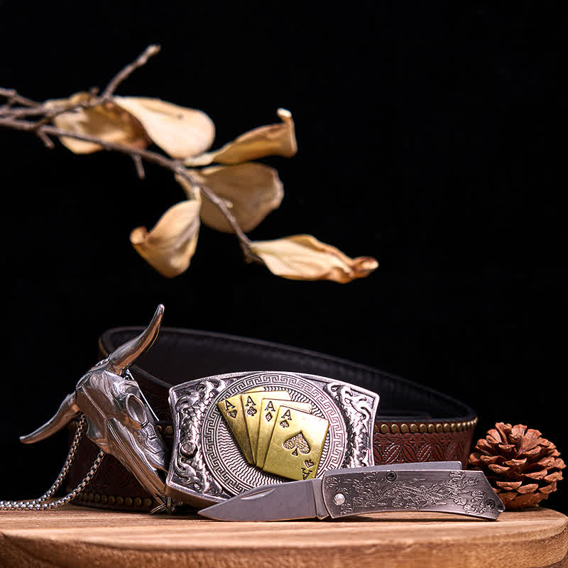 Western Gadget DIY Versteckte Messerschnalle Longhorn Bull Anhänger Bundle Set