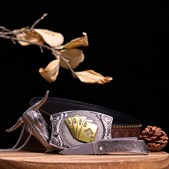 Western Gadget DIY Versteckte Messerschnalle Longhorn Bull Anhänger Bundle Set