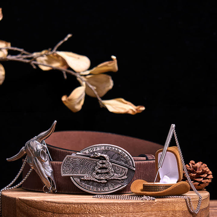 DIY verstecktes Messer Schlange Schnalle Longhorn Bull Anhänger Nadel Halskette Bundle Set