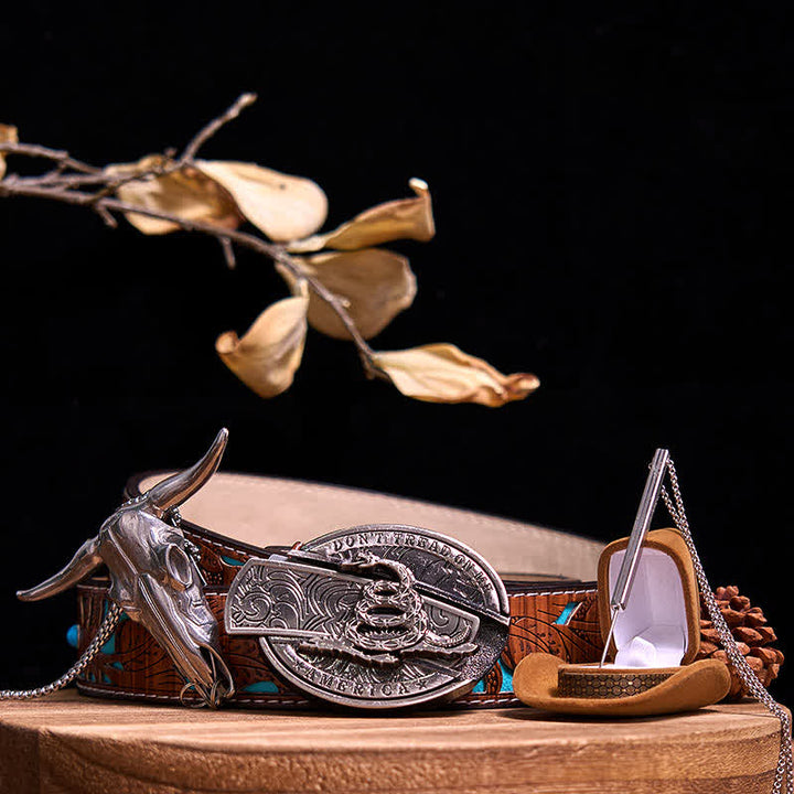 DIY verstecktes Messer Schlange Schnalle Longhorn Bull Anhänger Nadel Halskette Bundle Set