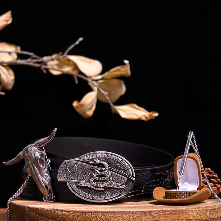 DIY verstecktes Messer Schlange Schnalle Longhorn Bull Anhänger Nadel Halskette Bundle Set