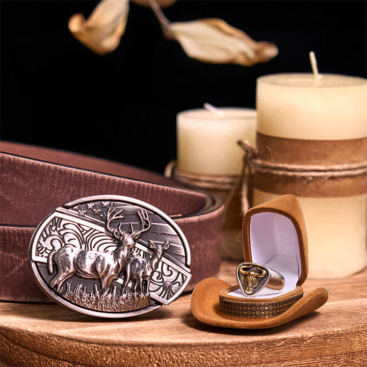 Funktionelle DIY Gürtelschnalle mit verstecktem Messer, Retro-Bullenring-Set