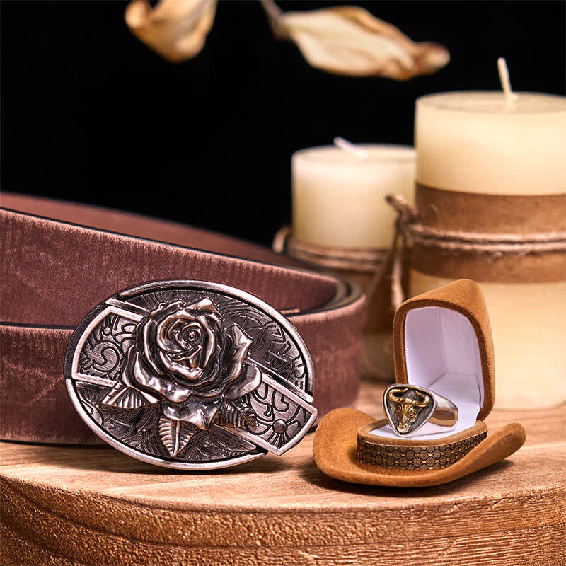 Funktionelle DIY Gürtelschnalle mit verstecktem Messer, Retro-Bullenring-Set