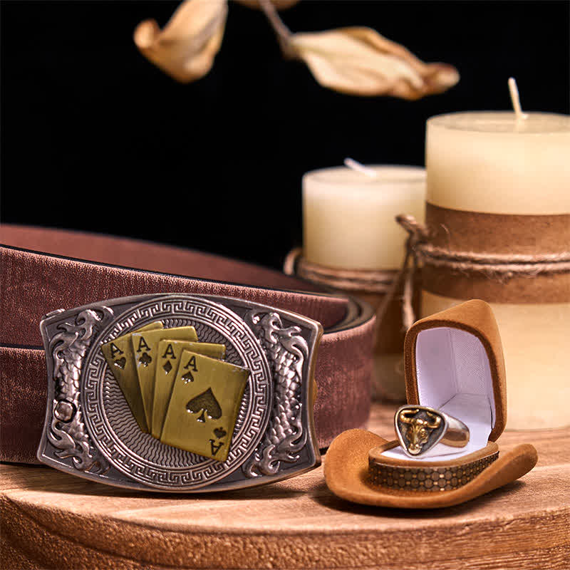 Funktionelle DIY Gürtelschnalle mit verstecktem Messer, Retro-Bullenring-Set