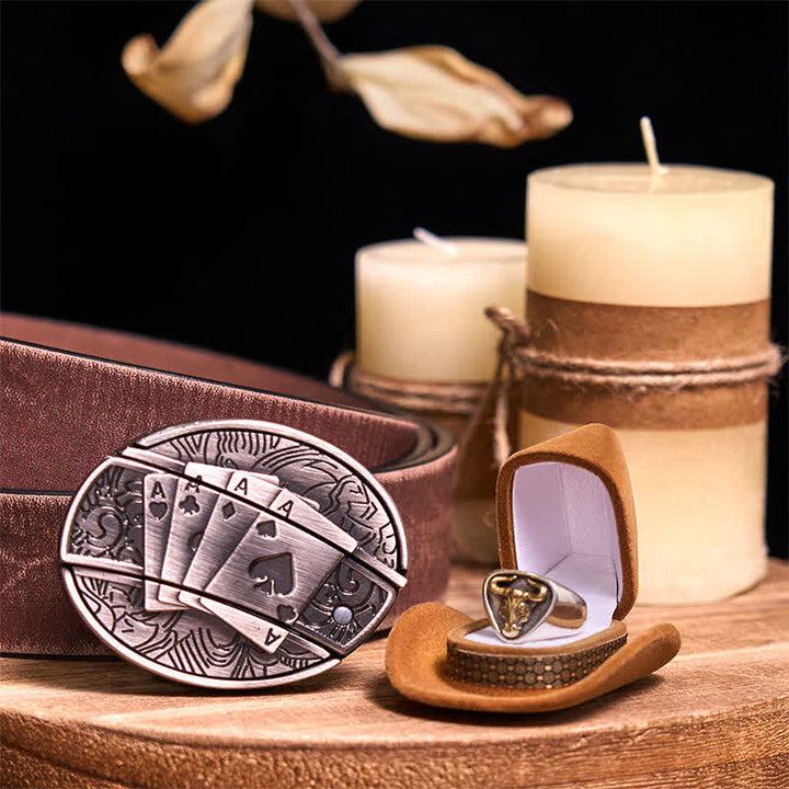 Funktionelle DIY Gürtelschnalle mit verstecktem Messer, Retro-Bullenring-Set