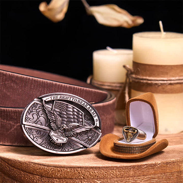 Funktionelle DIY Gürtelschnalle mit verstecktem Messer, Retro-Bullenring-Set