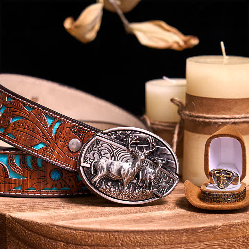 Funktionelle DIY Gürtelschnalle mit verstecktem Messer, Retro-Bullenring-Set