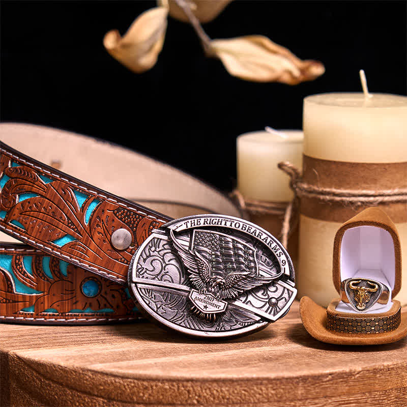 Funktionelle DIY Gürtelschnalle mit verstecktem Messer, Retro-Bullenring-Set