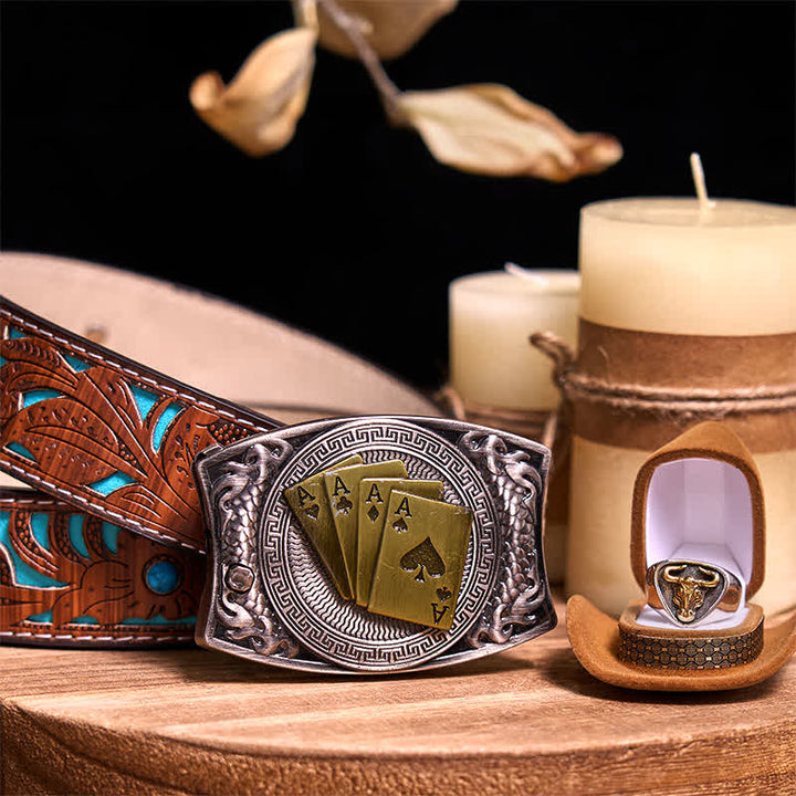 Funktionelle DIY Gürtelschnalle mit verstecktem Messer, Retro-Bullenring-Set