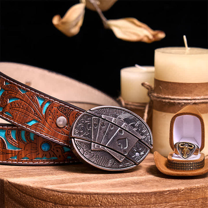 Funktionelle DIY Gürtelschnalle mit verstecktem Messer, Retro-Bullenring-Set