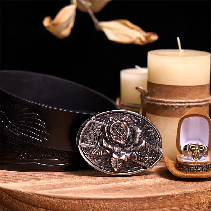 Funktionelle DIY Gürtelschnalle mit verstecktem Messer, Retro-Bullenring-Set