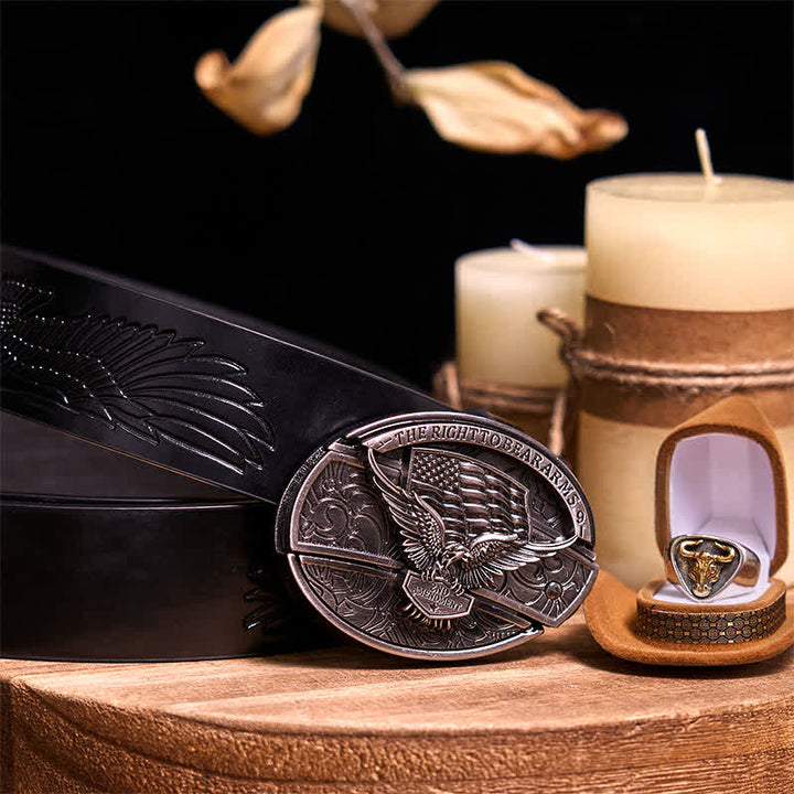 Funktionelle DIY Gürtelschnalle mit verstecktem Messer, Retro-Bullenring-Set