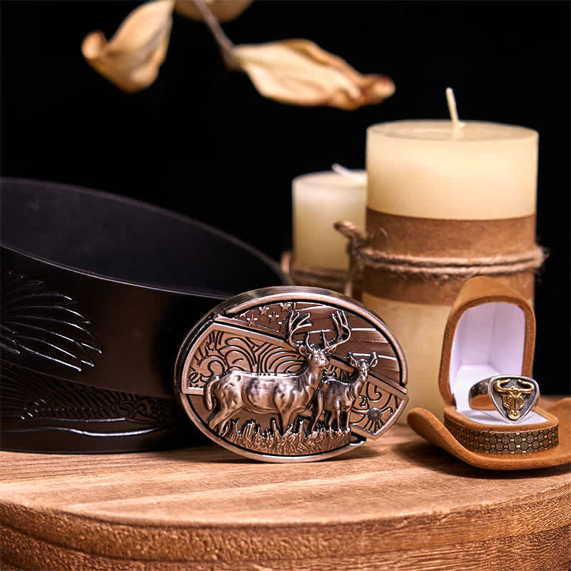 Funktionelle DIY Gürtelschnalle mit verstecktem Messer, Retro-Bullenring-Set