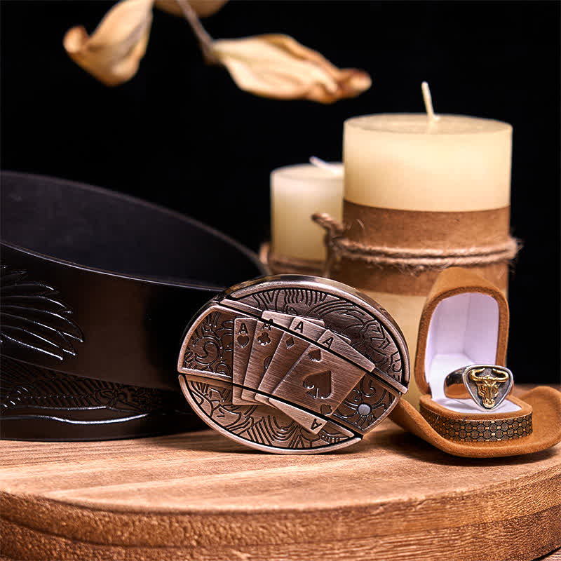 Funktionelle DIY Gürtelschnalle mit verstecktem Messer, Retro-Bullenring-Set