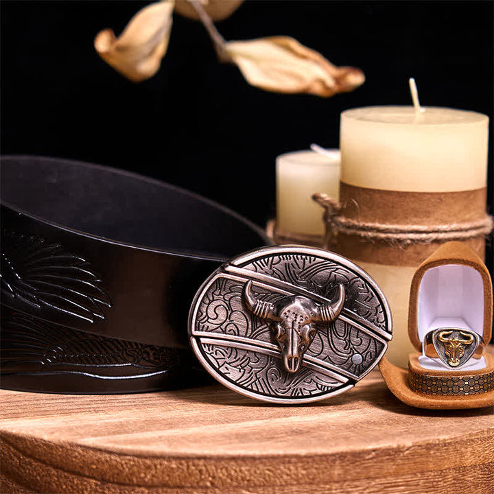 Funktionelle DIY Gürtelschnalle mit verstecktem Messer, Retro-Bullenring-Set