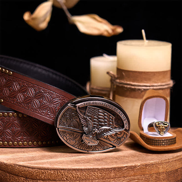 Funktionelle DIY Gürtelschnalle mit verstecktem Messer, Retro-Bullenring-Set