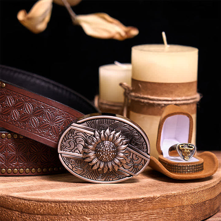 Funktionelle DIY Gürtelschnalle mit verstecktem Messer, Retro-Bullenring-Set