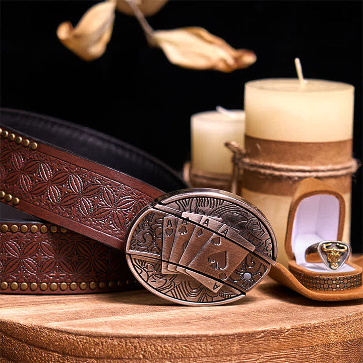 Funktionelle DIY Gürtelschnalle mit verstecktem Messer, Retro-Bullenring-Set