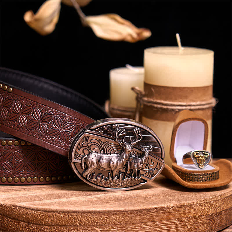 Funktionelle DIY Gürtelschnalle mit verstecktem Messer, Retro-Bullenring-Set