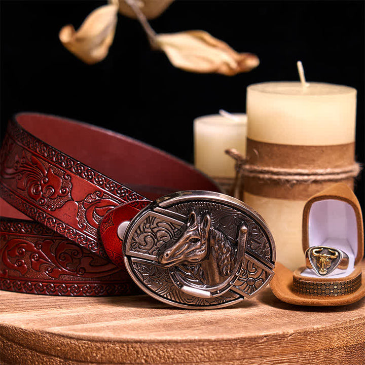 Funktionelle DIY Gürtelschnalle mit verstecktem Messer, Retro-Bullenring-Set