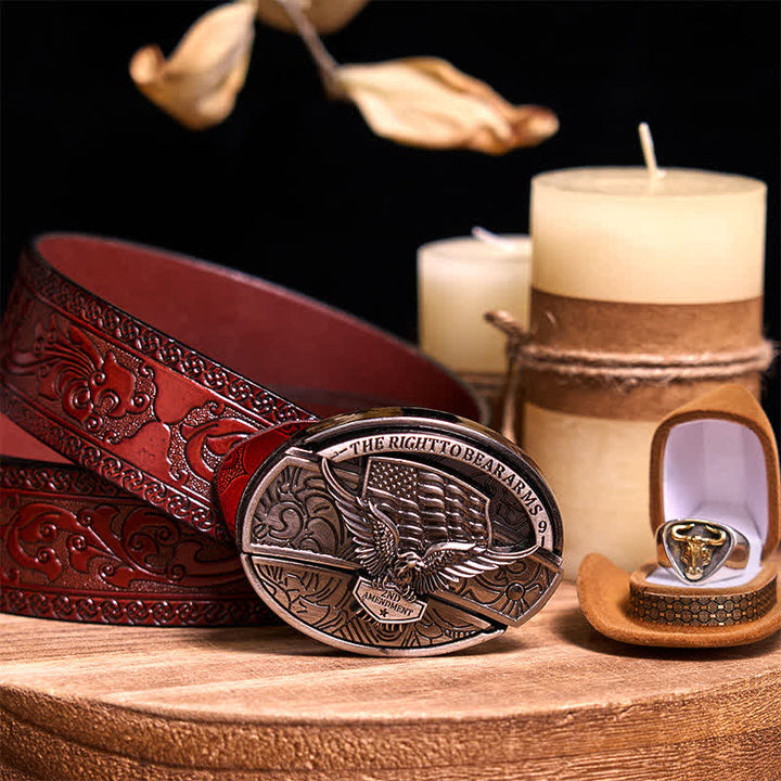 Funktionelle DIY Gürtelschnalle mit verstecktem Messer, Retro-Bullenring-Set