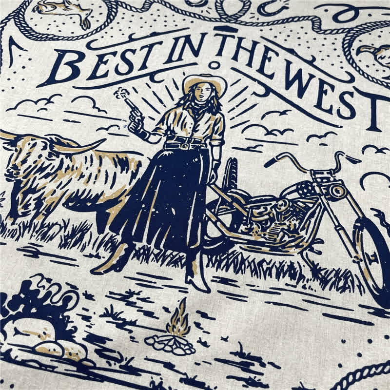 Quadratischer Schal mit Retro-Motorrad-Muster im Western-Segel-Muster