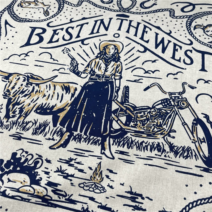 Quadratischer Schal mit Retro-Motorrad-Muster im Western-Segel-Muster