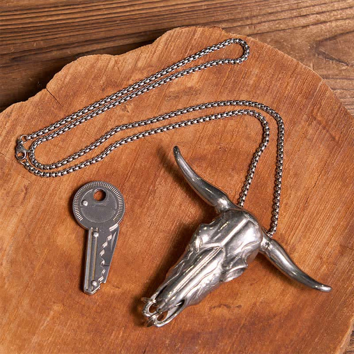 DIY Longhorn Bull Anhänger Verstecktes Messer Schlüsselförmiges Schlüsselanhänger-Bundle-Set