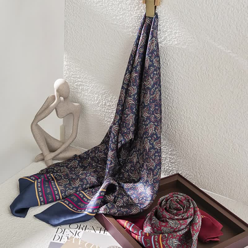 Dünner, langer Herrenschal aus reiner Seide mit Paisleymuster im Vintage-Stil