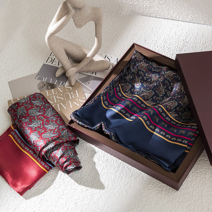 Dünner, langer Herrenschal aus reiner Seide mit Paisleymuster im Vintage-Stil