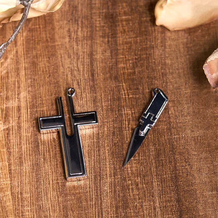 Dual Hirsche DIY versteckte Messer Gürtelschnalle Bull Anhänger kreative Kreuz Halskette Bundle Set