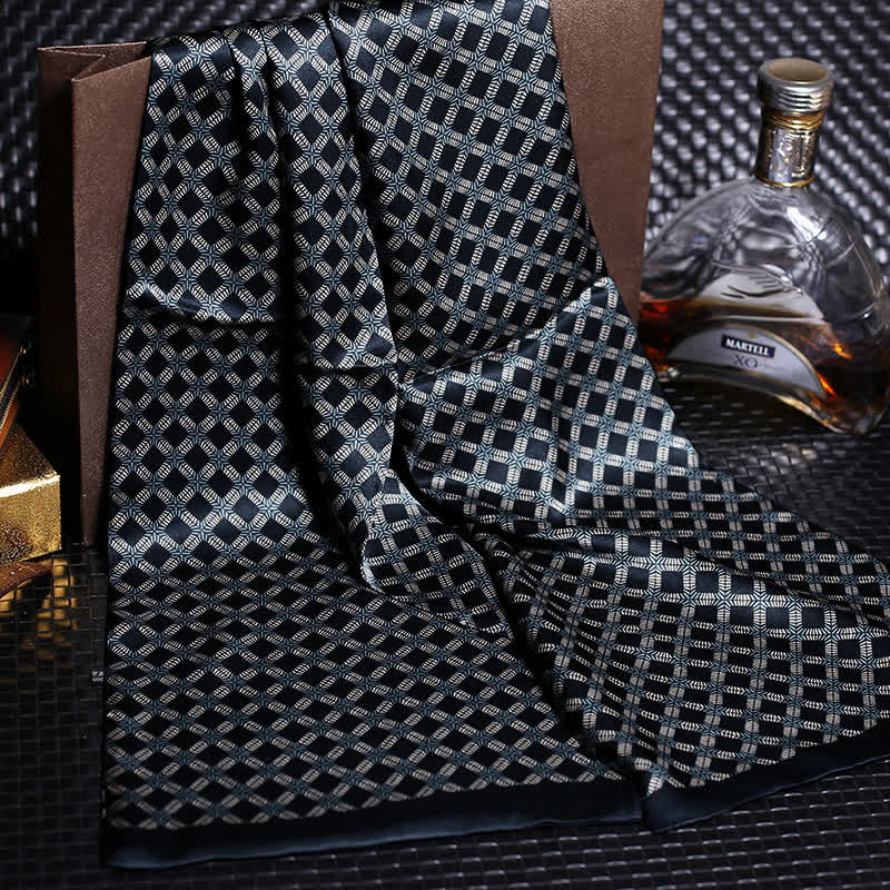 Langer Luxus-Schal aus Kreppsatin für Herren aus reiner Seide