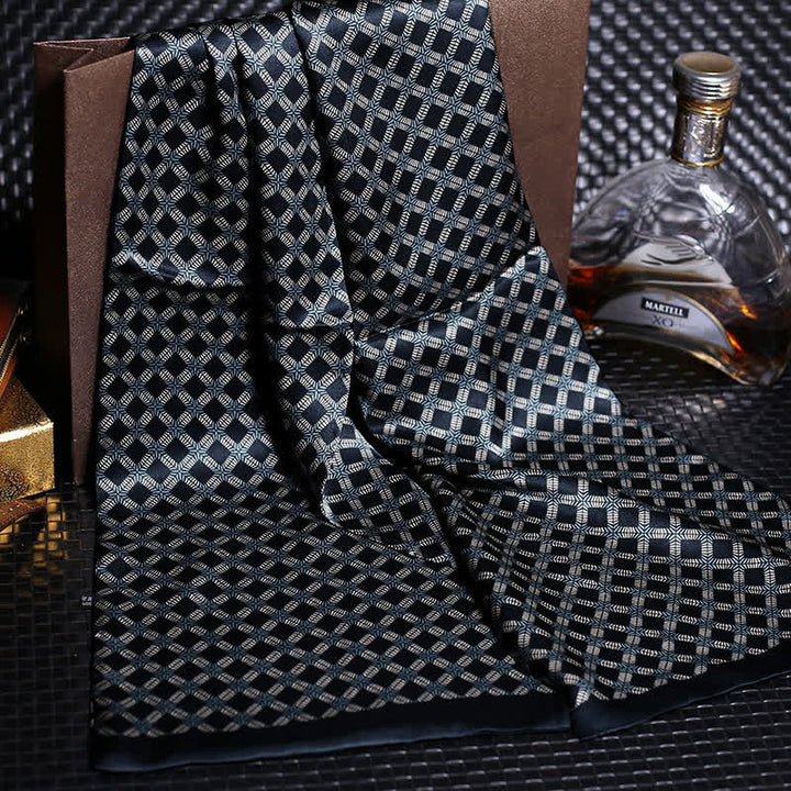 Langer Luxus-Schal aus Kreppsatin für Herren aus reiner Seide