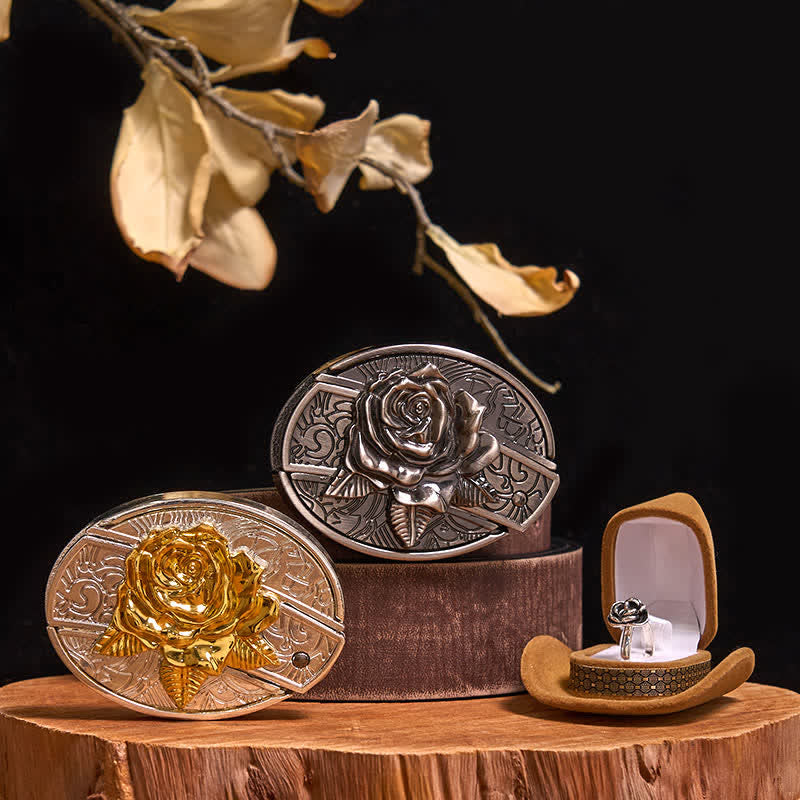 Rose DIY Verstecktes Messer Gürtelschnalle Rose mit Dornen Ring Bundle Set