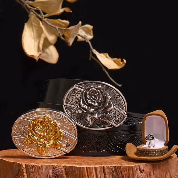 Rose DIY Verstecktes Messer Gürtelschnalle Rose mit Dornen Ring Bundle Set