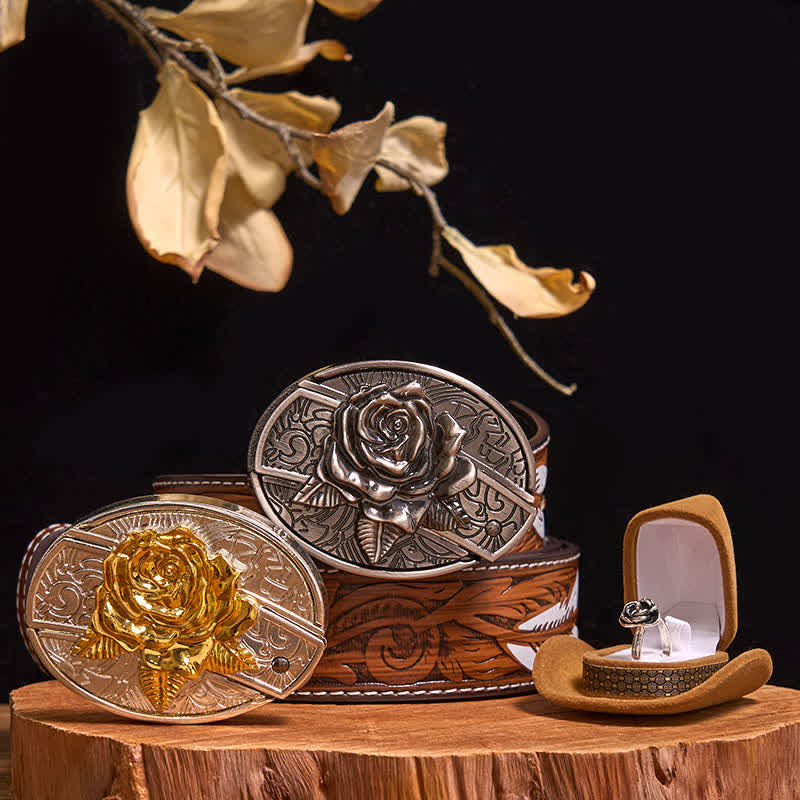 Rose DIY Verstecktes Messer Gürtelschnalle Rose mit Dornen Ring Bundle Set