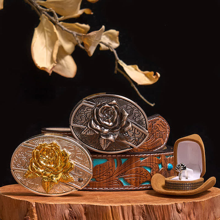 Rose DIY Verstecktes Messer Gürtelschnalle Rose mit Dornen Ring Bundle Set