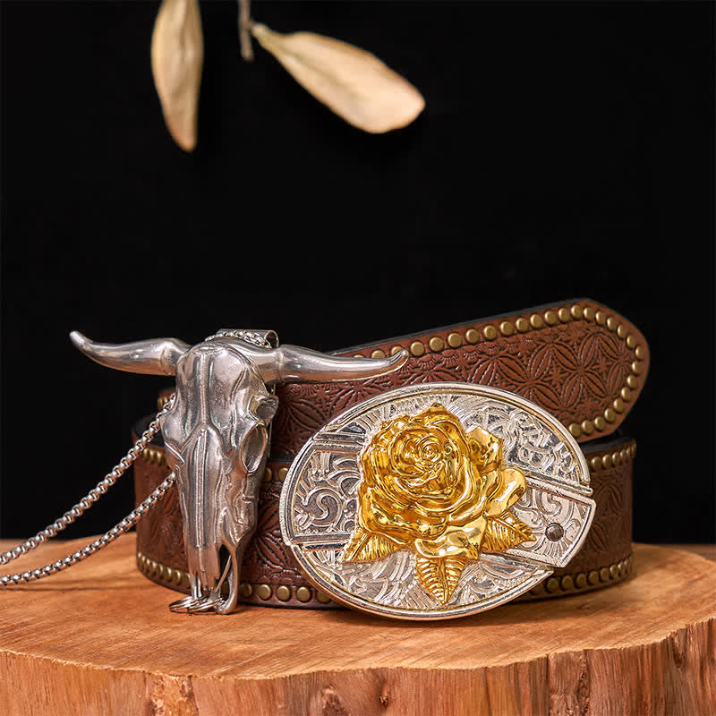 Gold & Silber DIY versteckte Messer Gürtelschnalle Longhorn Bull Anhänger Bundle Set