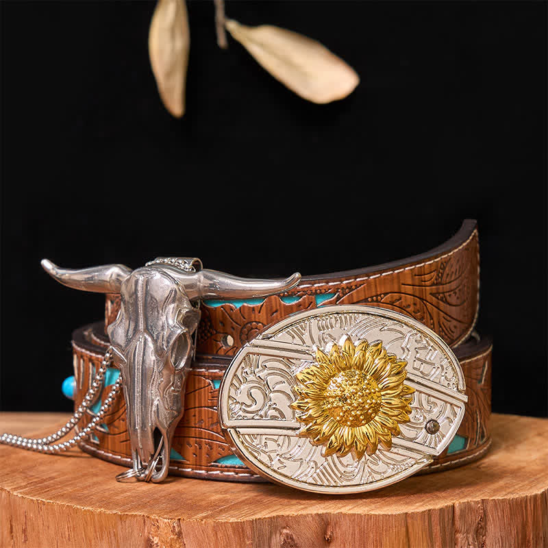 Gold & Silber DIY versteckte Messer Gürtelschnalle Longhorn Bull Anhänger Bundle Set