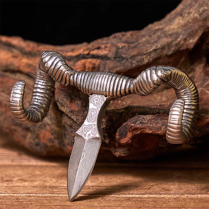 Silberne Multifunktions-Gürtelschnalle mit Totenkopf-Schaf-Anhänger