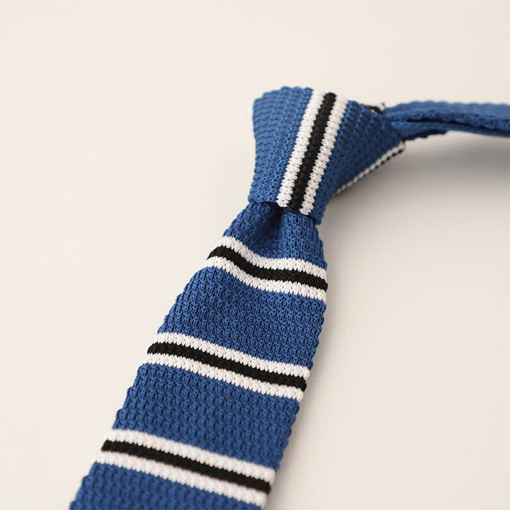 Gestreifte schmale Strickkrawatte für Herren