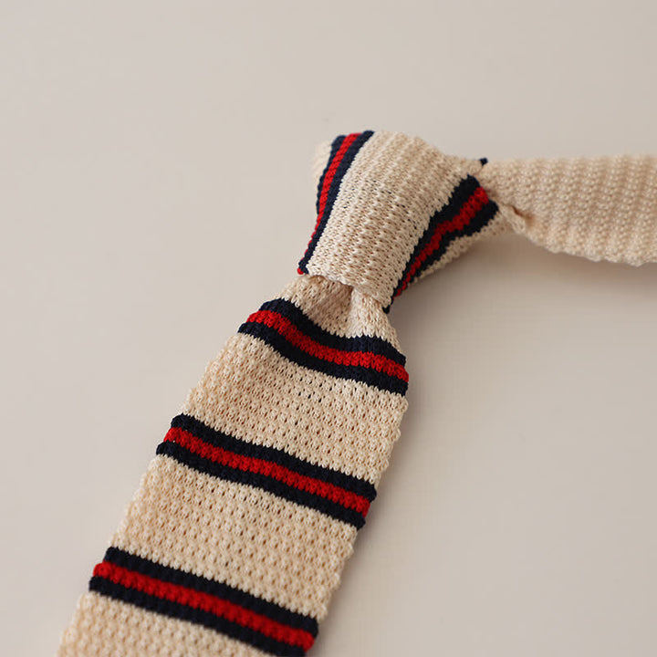 Gestreifte schmale Strickkrawatte für Herren