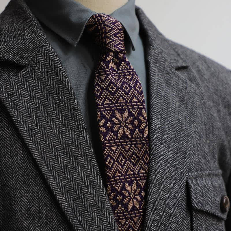 Strickkrawatte für Herren im Vintage-Stil mit britischem Muster