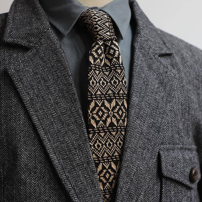 Strickkrawatte für Herren im Vintage-Stil mit britischem Muster