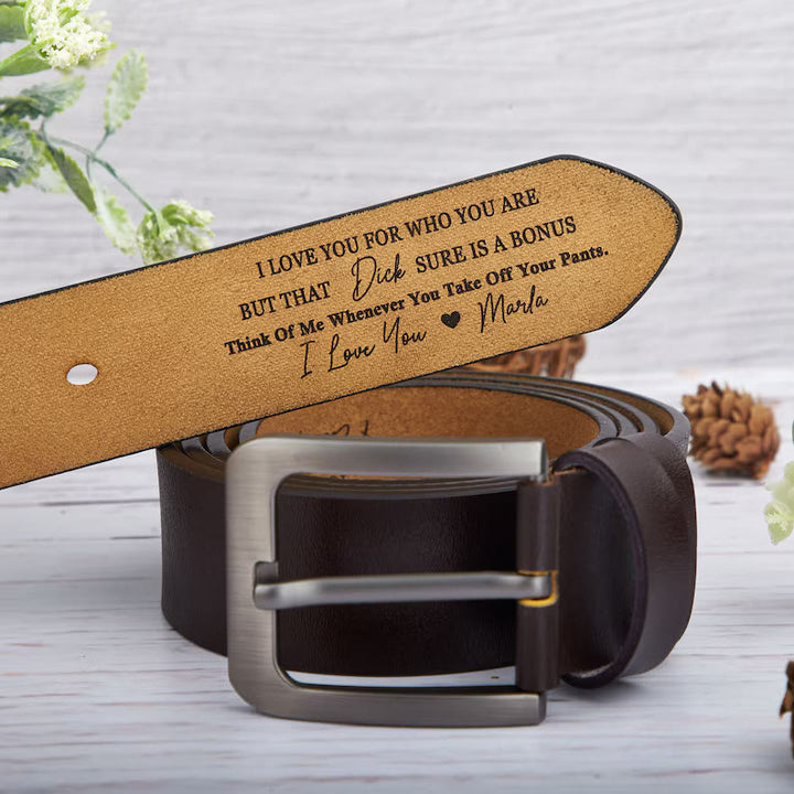 Personalisierter Ledergürtel mit eingravierten Namen, herzliches Geschenk