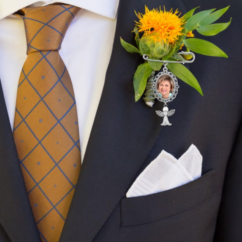 Personalisieren Sie Ihre Fotos Brosche mit Engelsanhänger