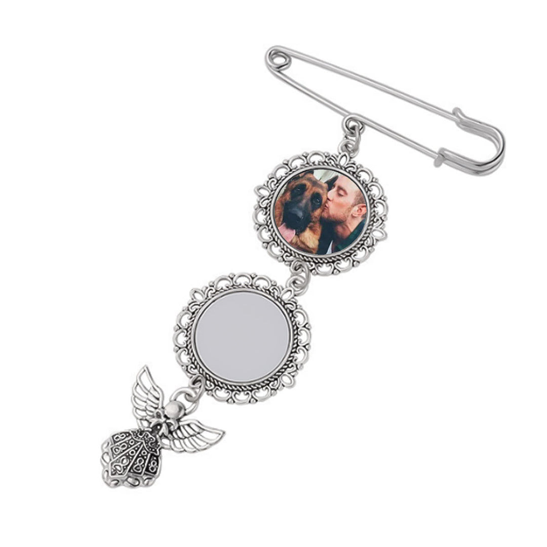 Personalisieren Sie Ihre Fotos Brosche mit Engelsanhänger